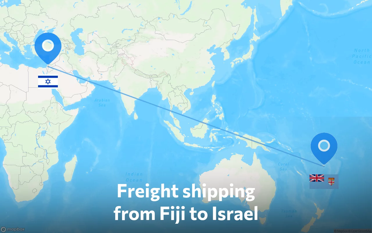 Shipping route from Fiji to Israel
