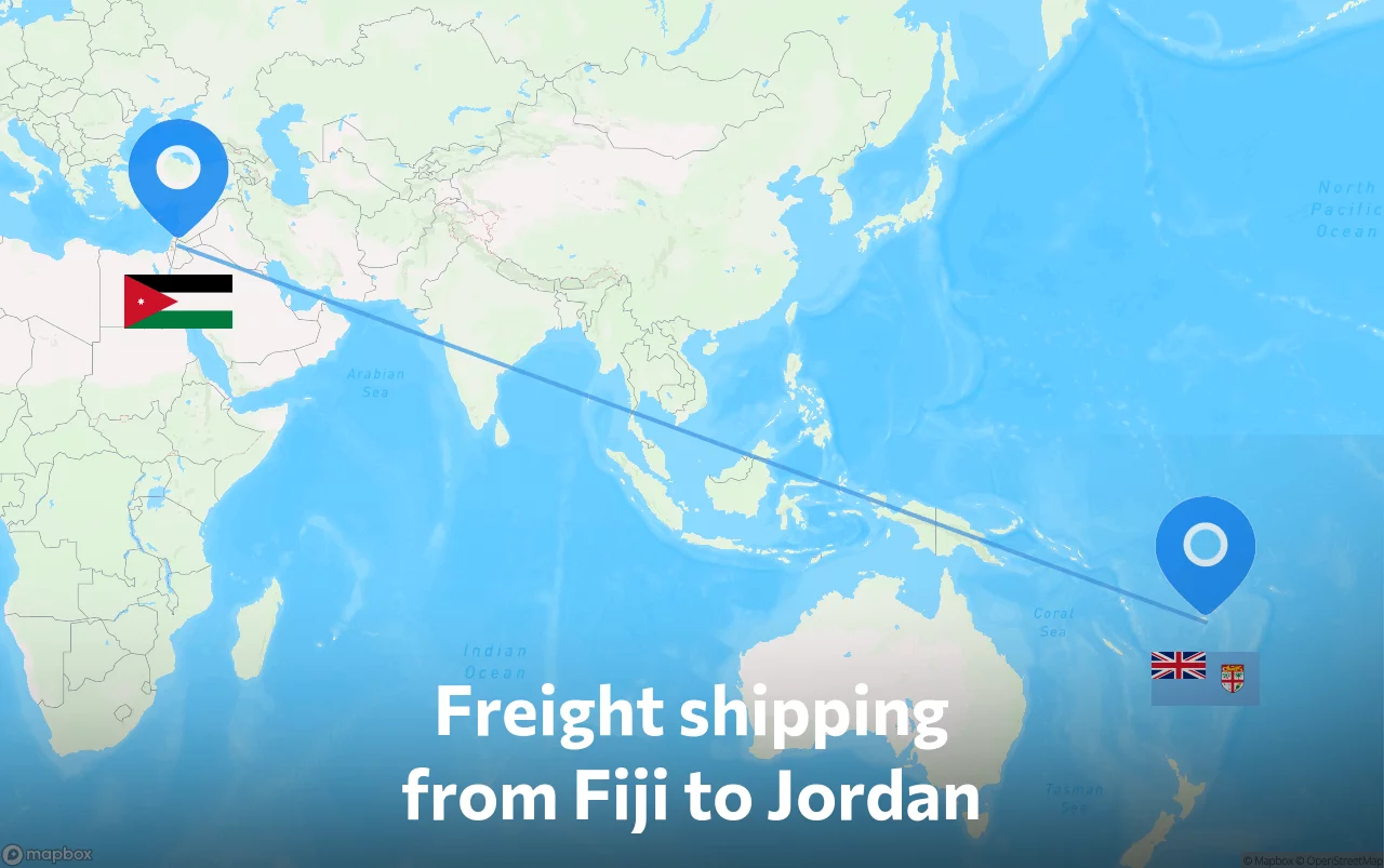 Shipping route from Fiji to Jordan