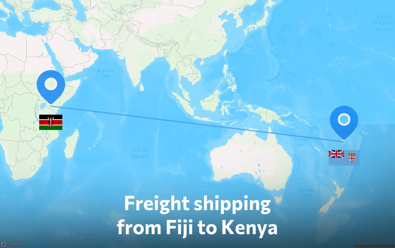 Shipping route from Fiji to Kenya