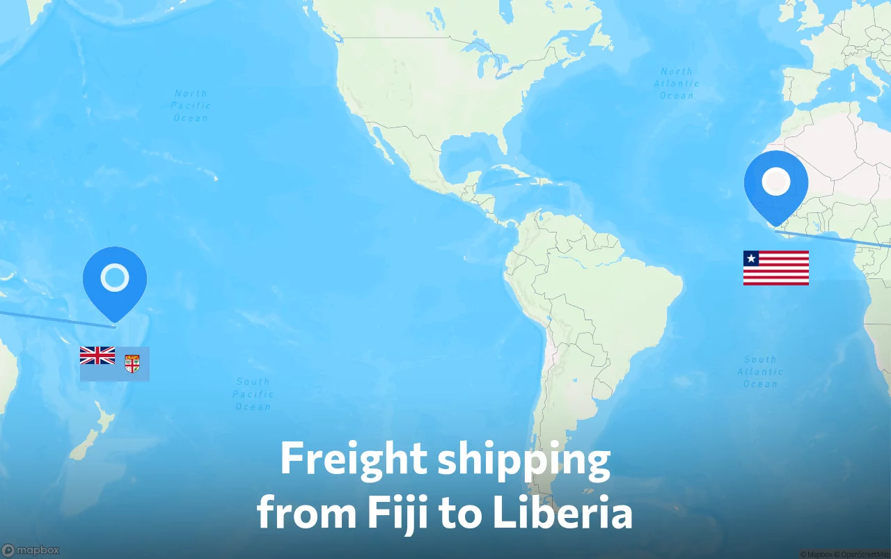 Shipping route from Fiji to Liberia