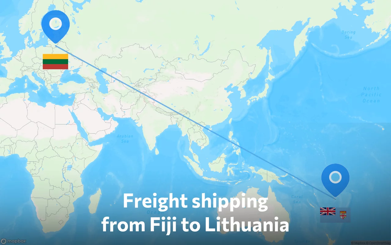 Shipping route from Fiji to Lithuania