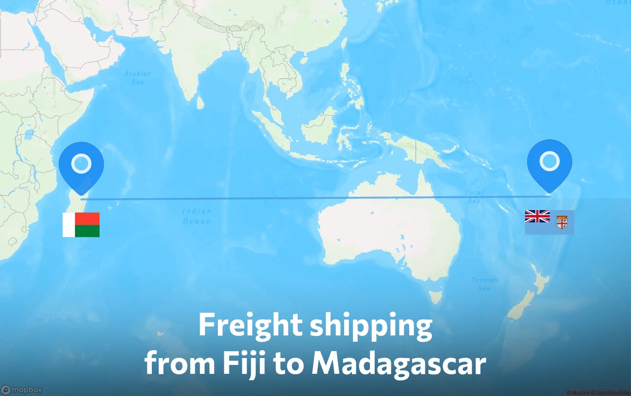 Shipping route from Fiji to Madagascar