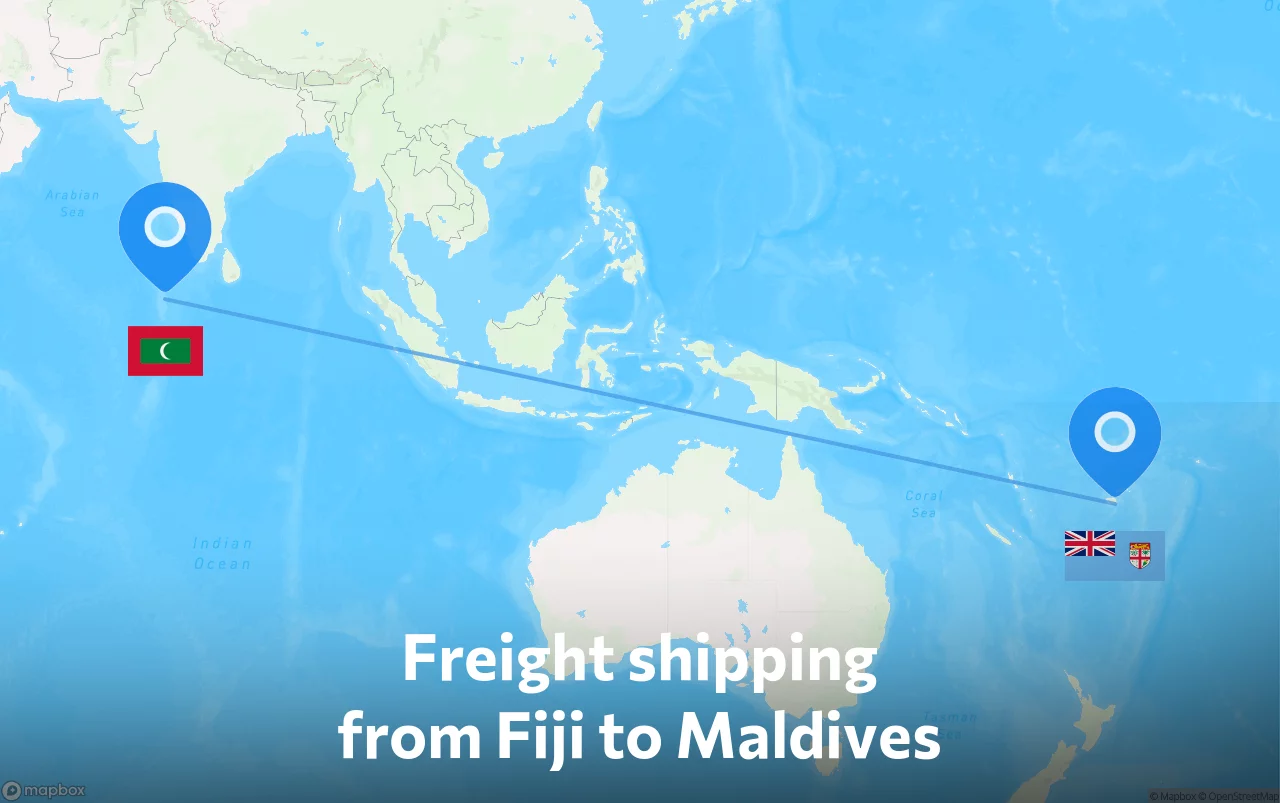 Shipping route from Fiji to Maldives
