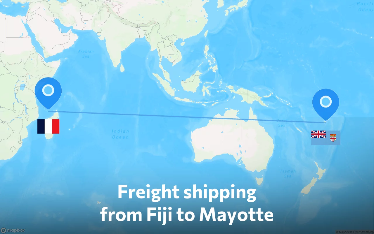 Shipping route from Fiji to Mayotte