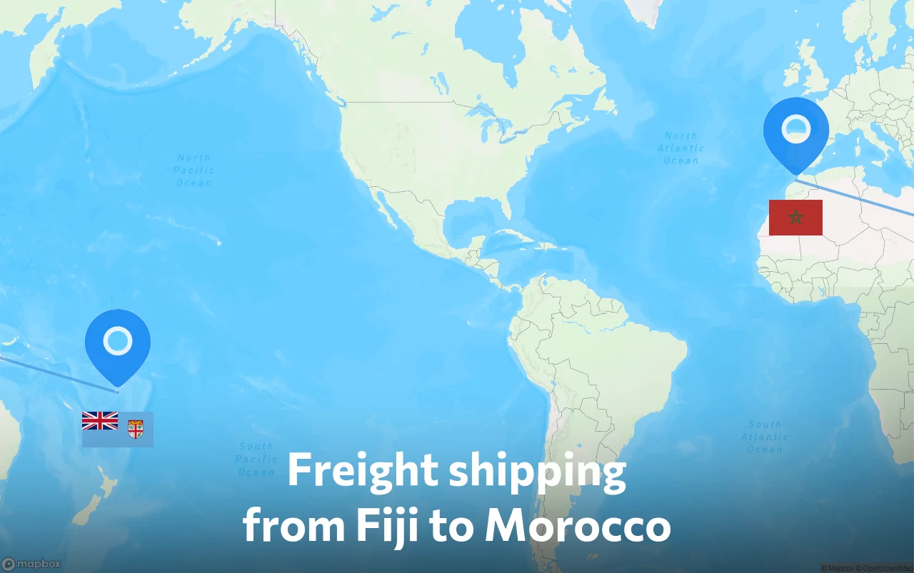 Shipping route from Fiji to Morocco