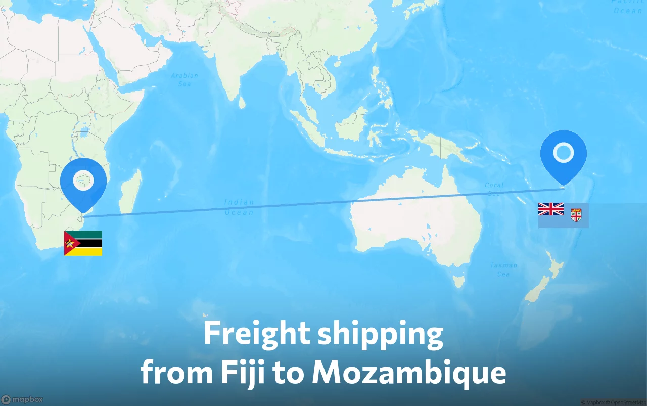 Shipping route from Fiji to Mozambique
