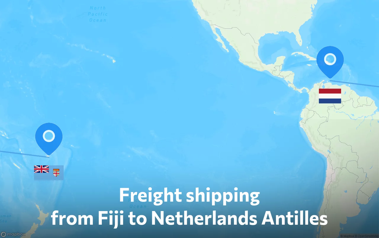 Shipping route from Fiji to Netherlands Antilles