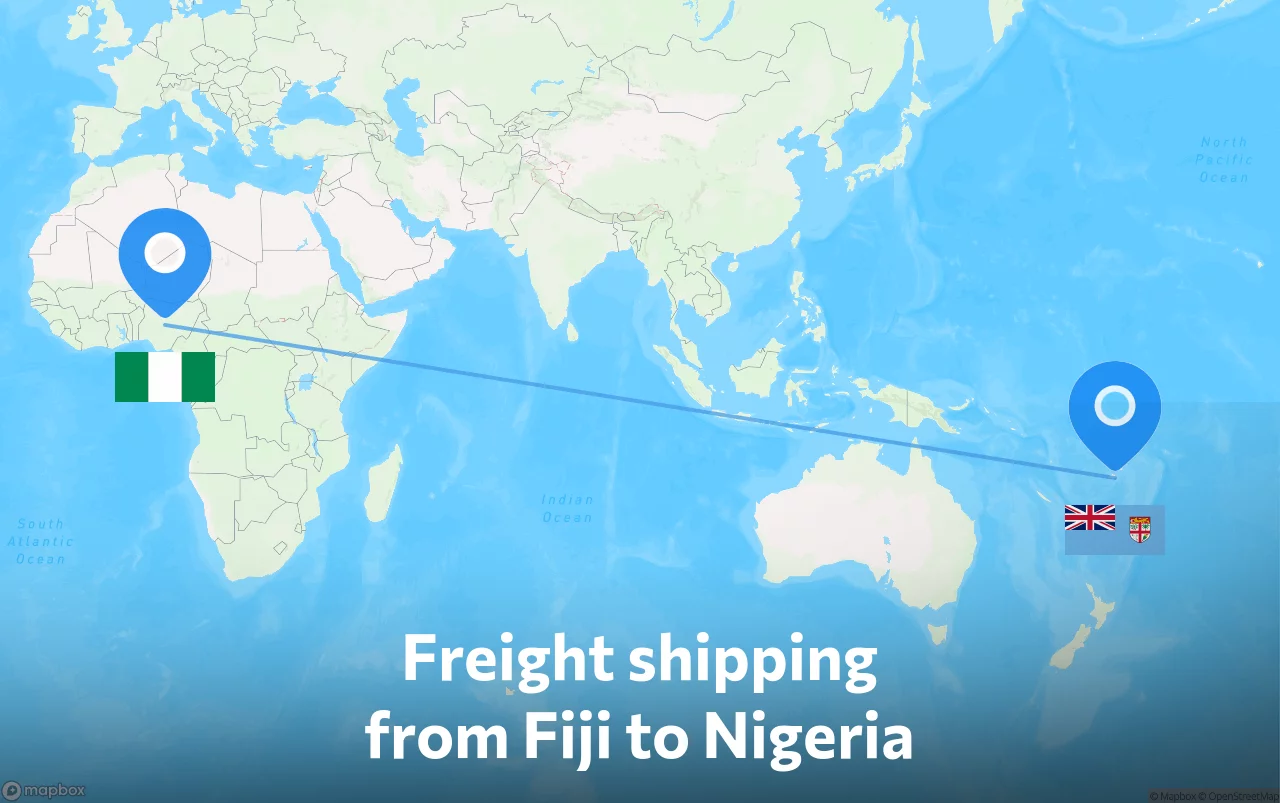 Shipping route from Fiji to Nigeria