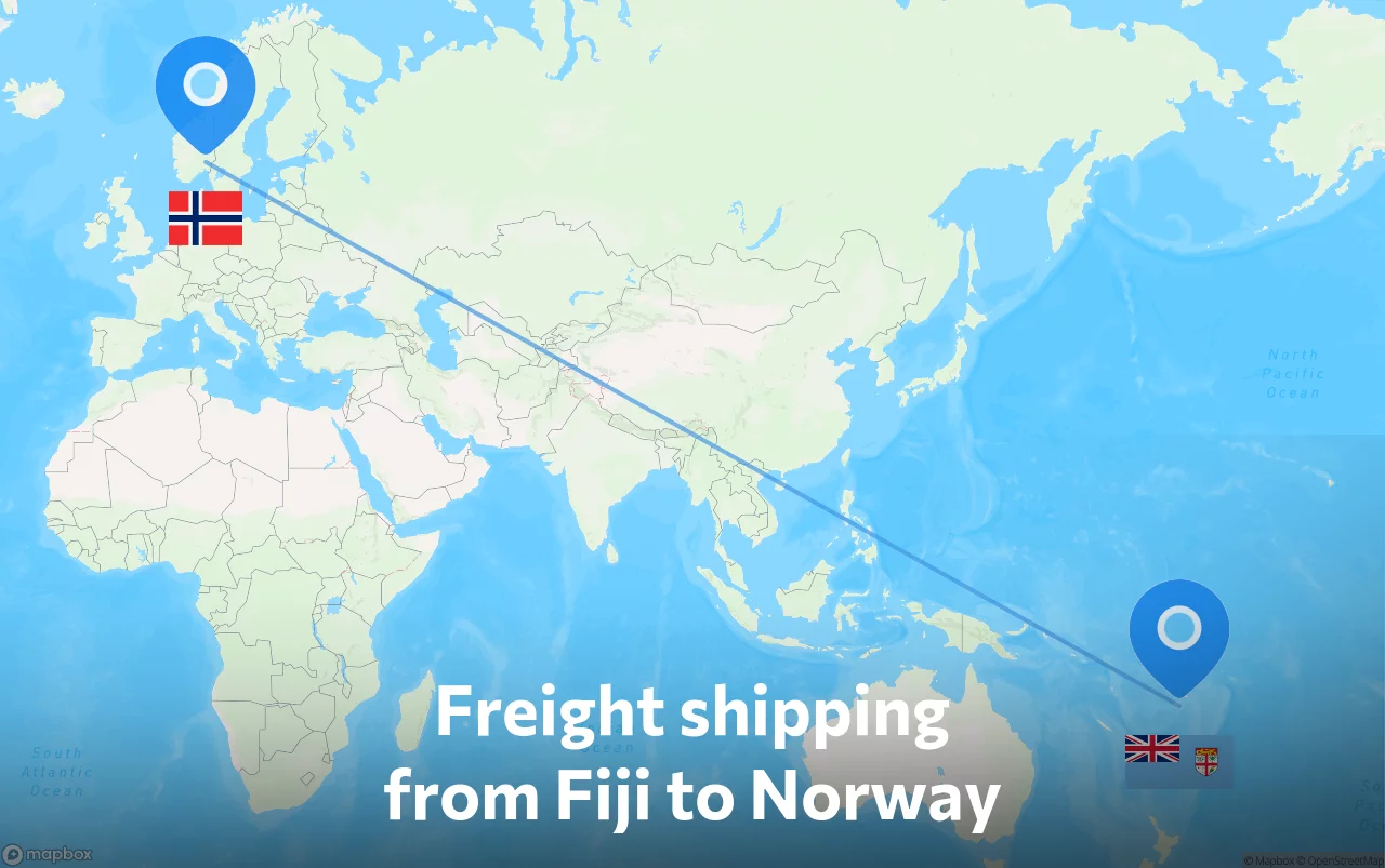 Shipping route from Fiji to Norway