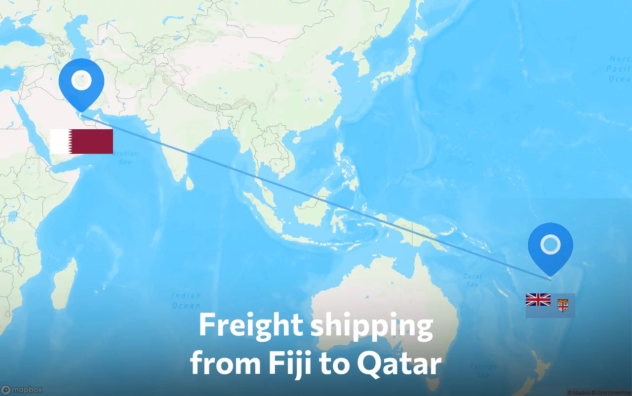 Shipping route from Fiji to Qatar