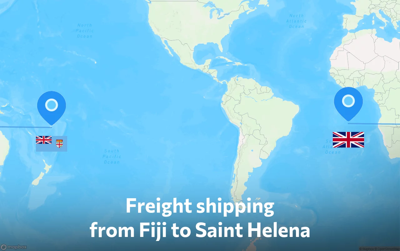 Shipping route from Fiji to Saint Helena