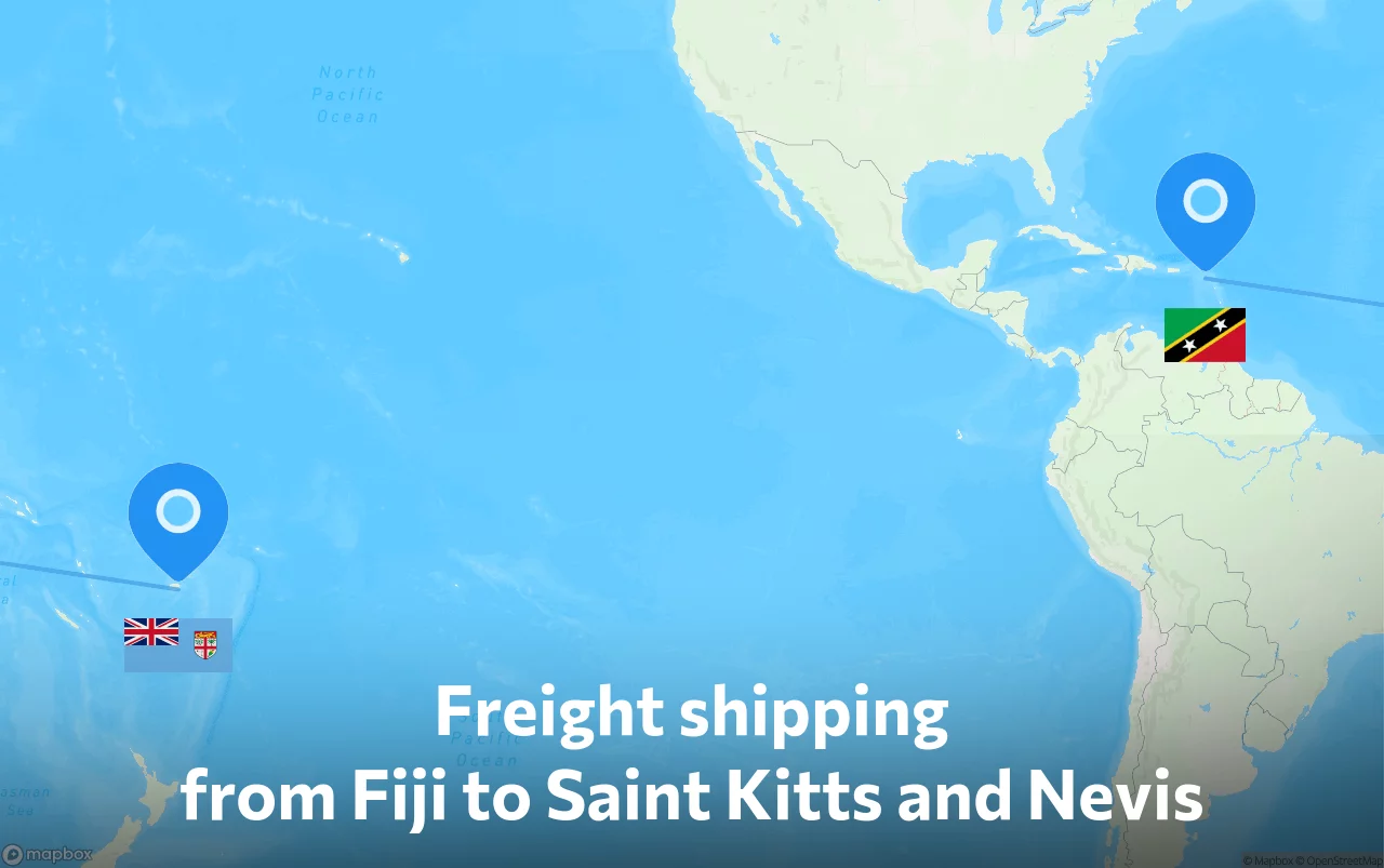 Shipping route from Fiji to Saint Kitts and Nevis