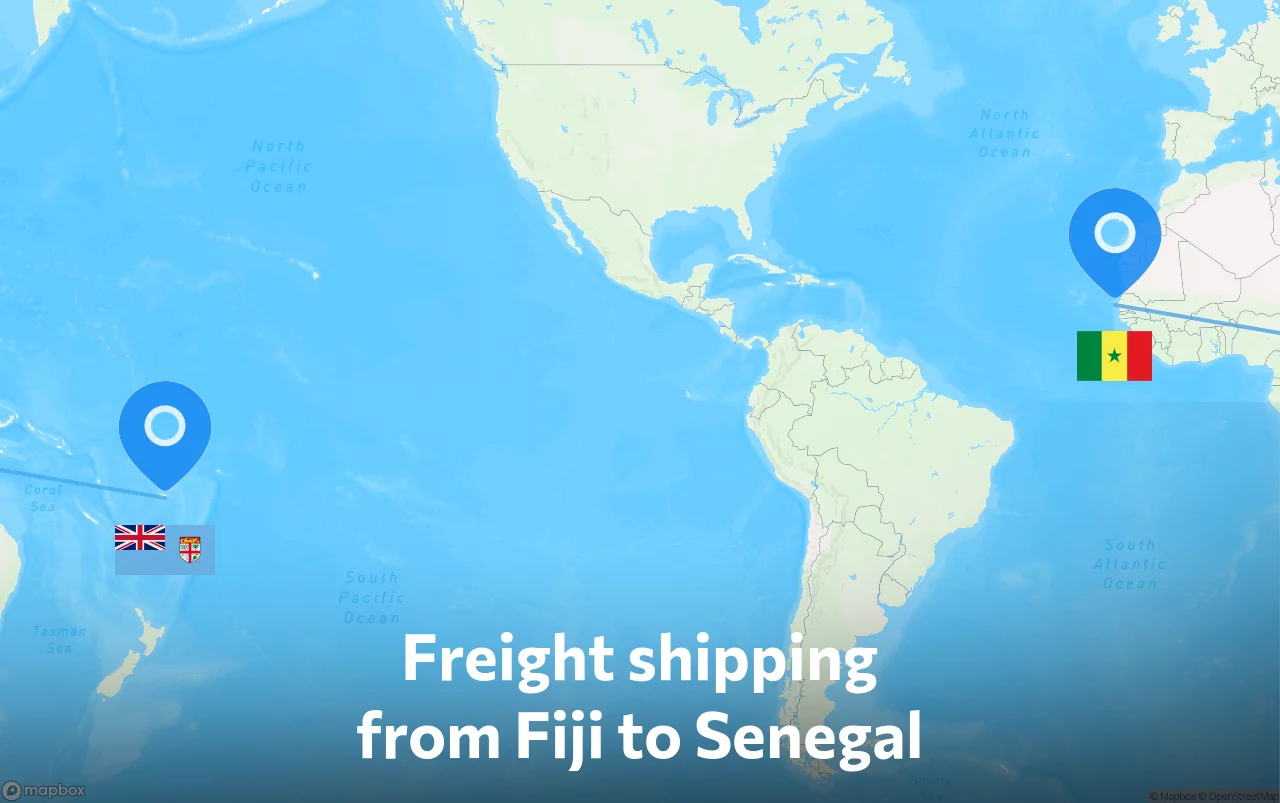 Shipping route from Fiji to Senegal
