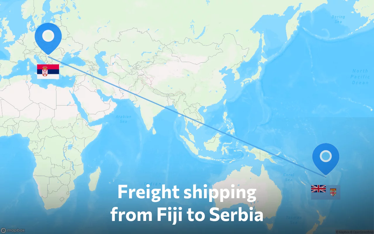Shipping route from Fiji to Serbia