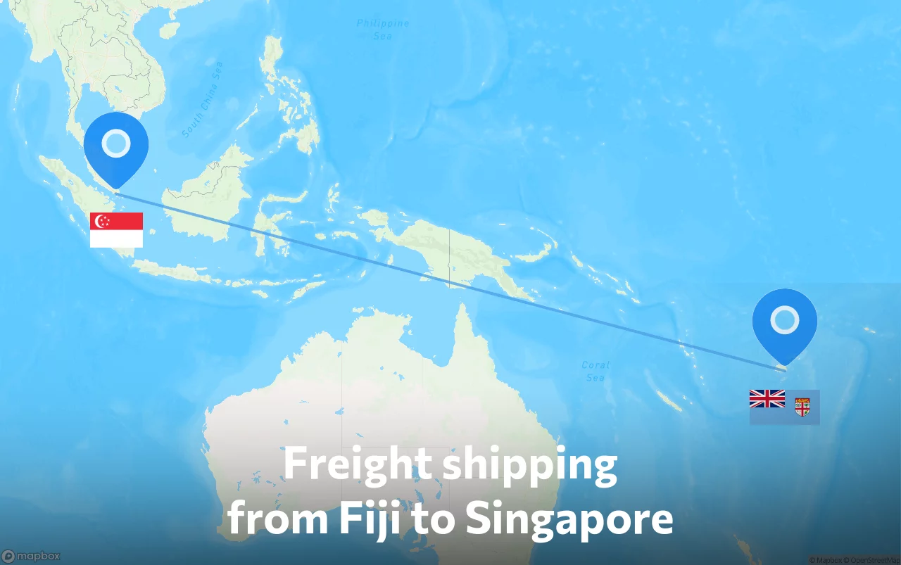 Shipping route from Fiji to Singapore