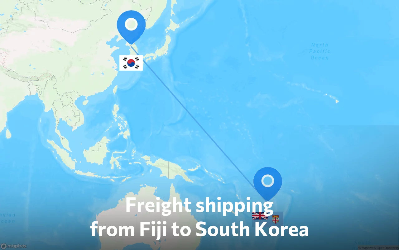 Shipping route from Fiji to South Korea
