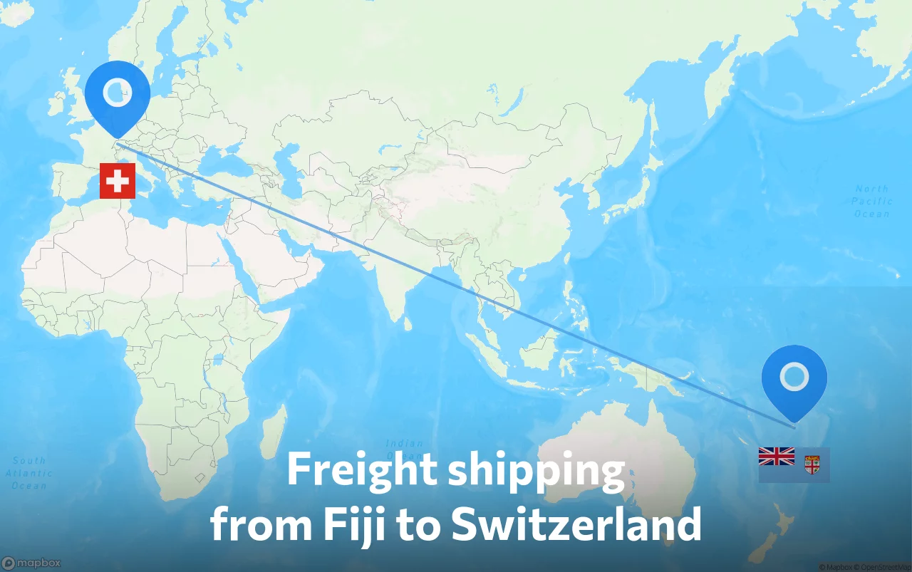Shipping route from Fiji to Switzerland
