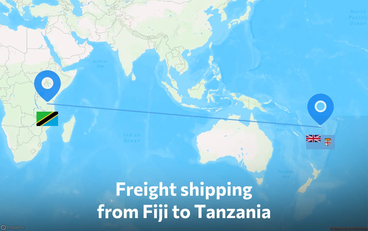 Shipping route from Fiji to Tanzania