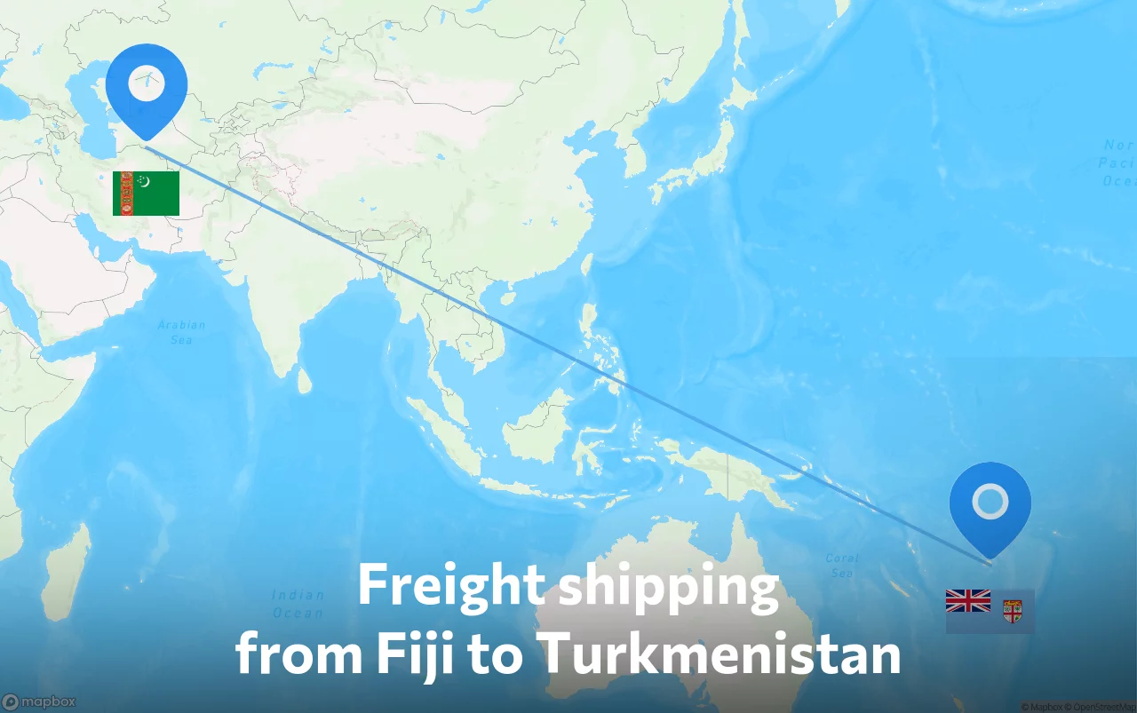 Shipping route from Fiji to Turkmenistan