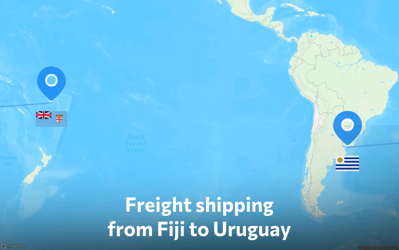 Shipping route from Fiji to Uruguay