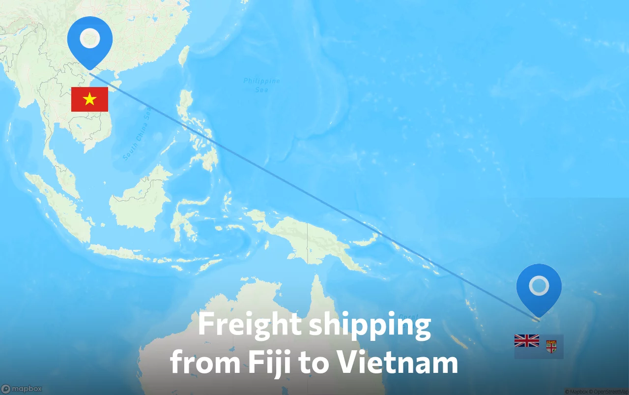 Shipping route from Fiji to Vietnam
