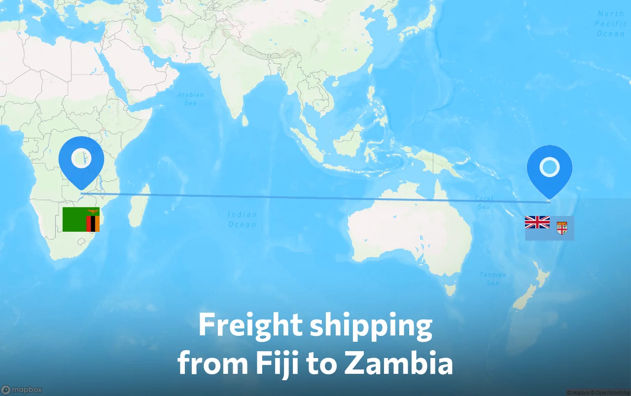 Shipping route from Fiji to Zambia