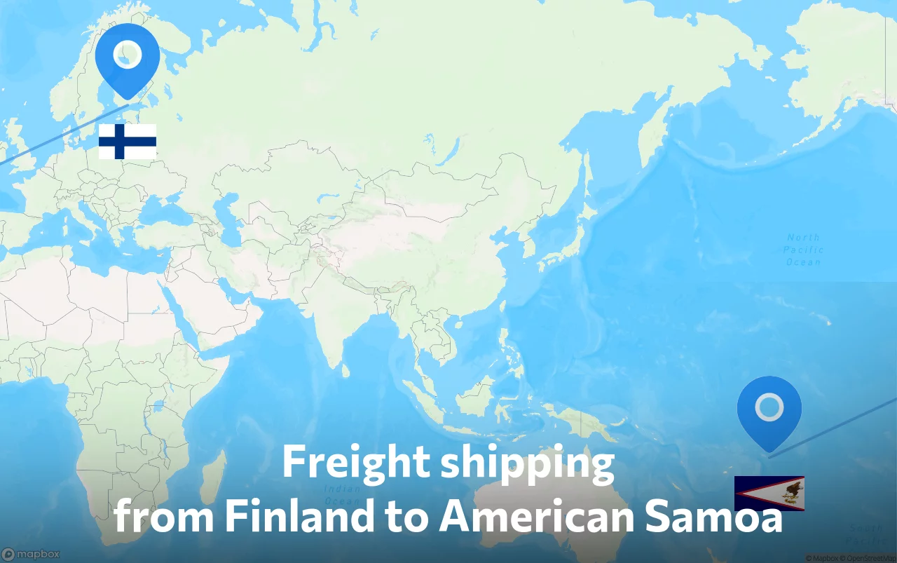 Shipping route from Finland to American Samoa