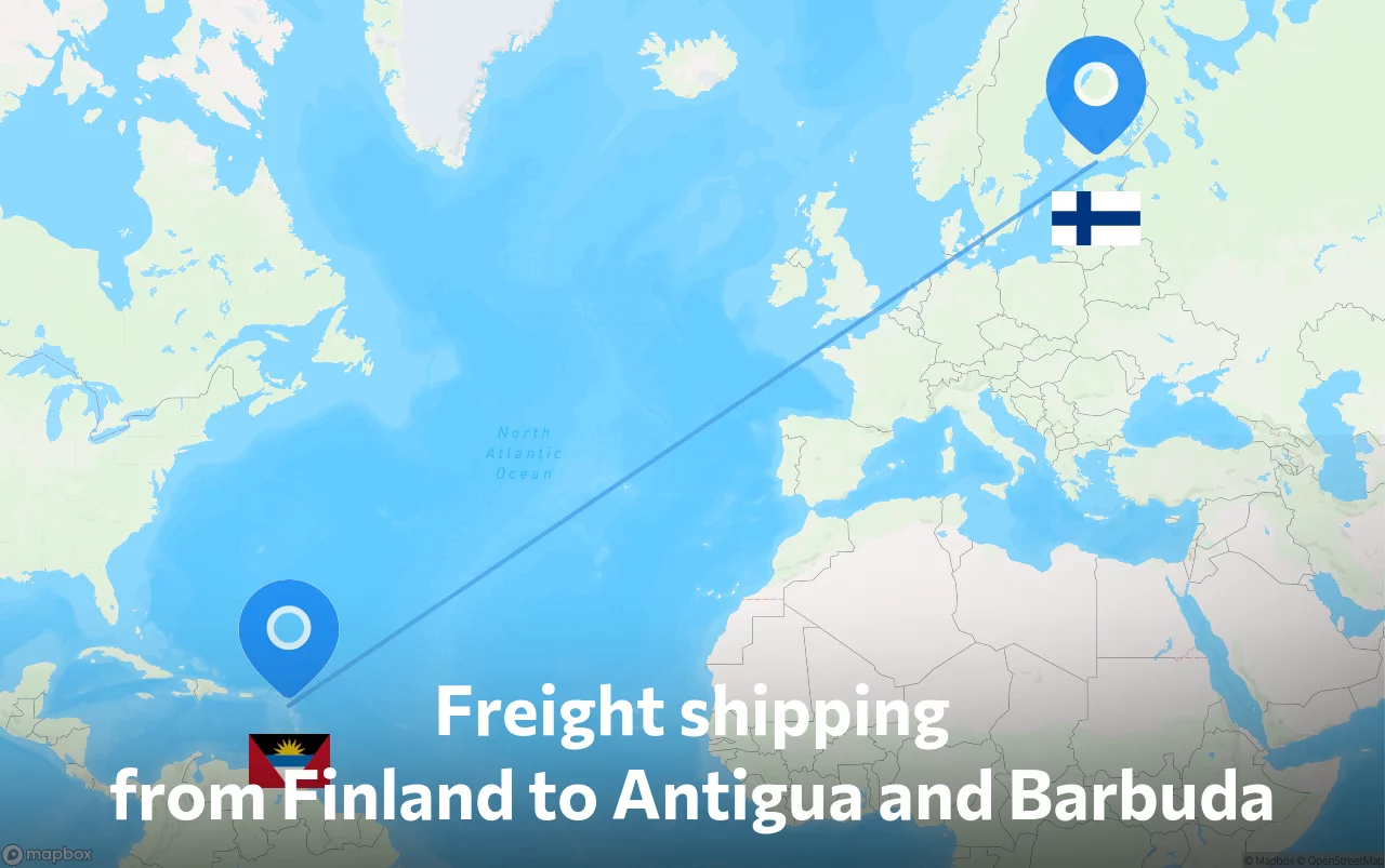Shipping route from Finland to Antigua and Barbuda