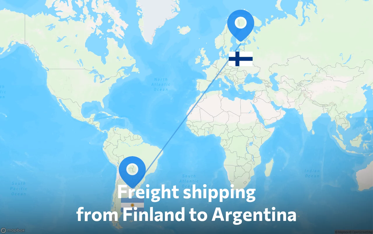 Shipping route from Finland to Argentina