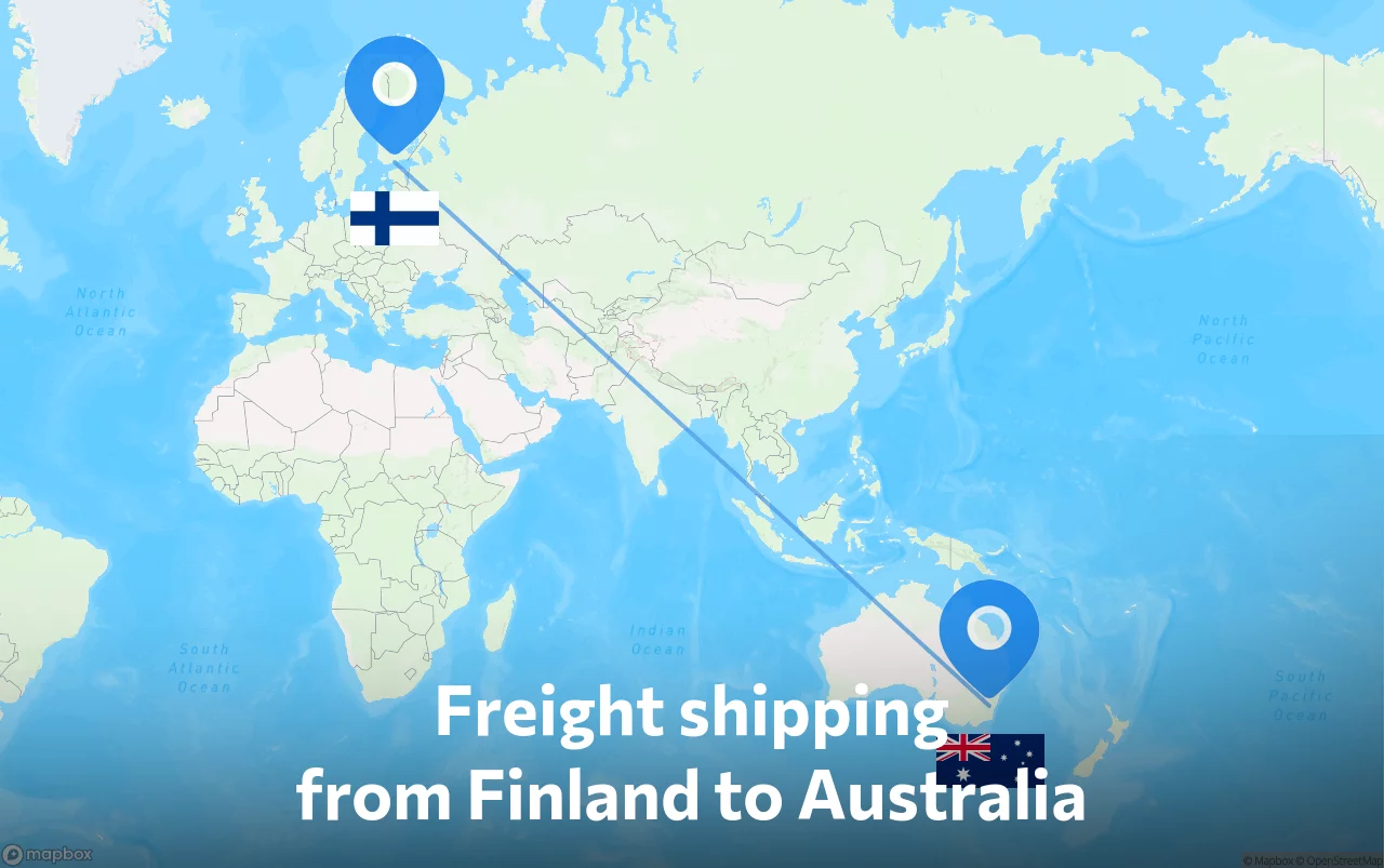 Shipping route from Finland to Australia