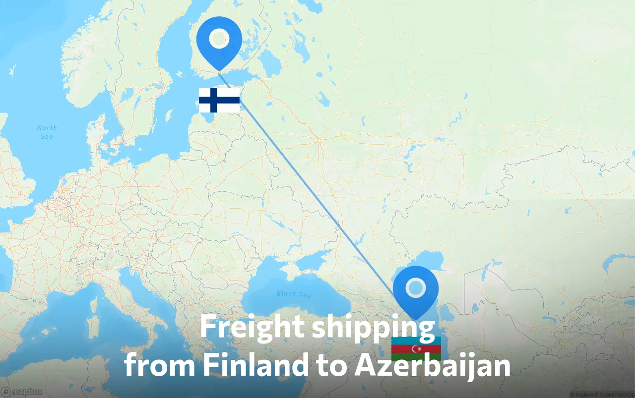 Shipping route from Finland to Azerbaijan