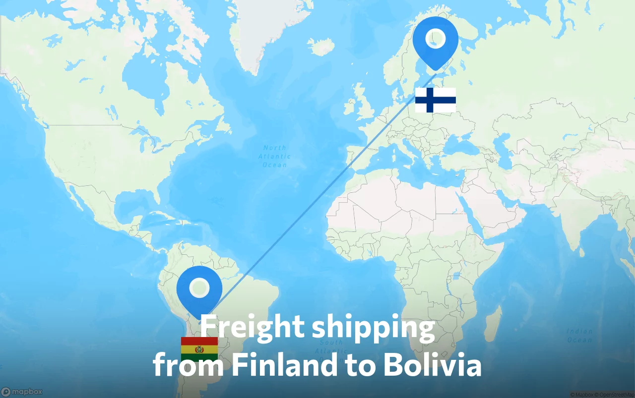 Shipping route from Finland to Bolivia