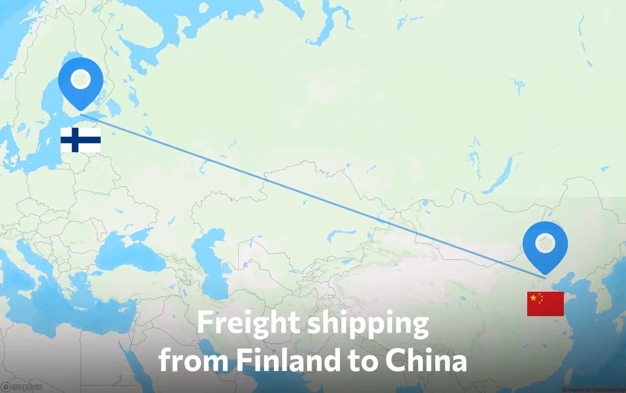 Shipping route from Finland to China