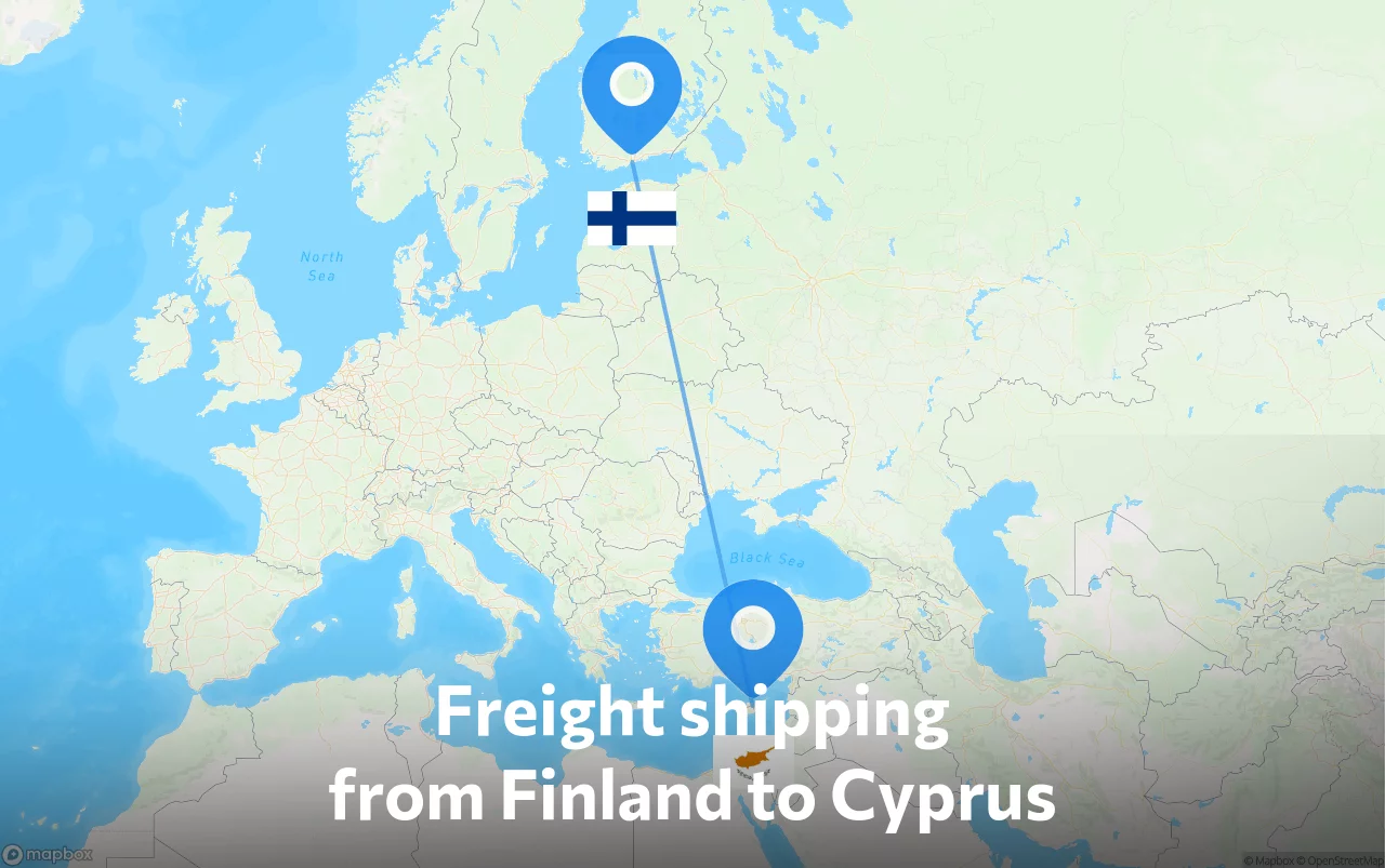 Shipping route from Finland to Cyprus