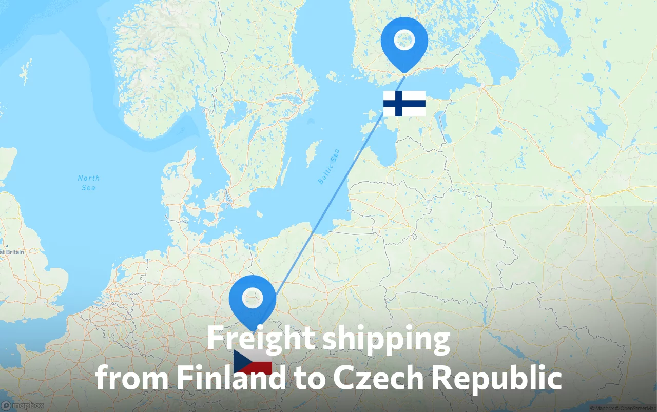 Shipping route from Finland to Czech Republic