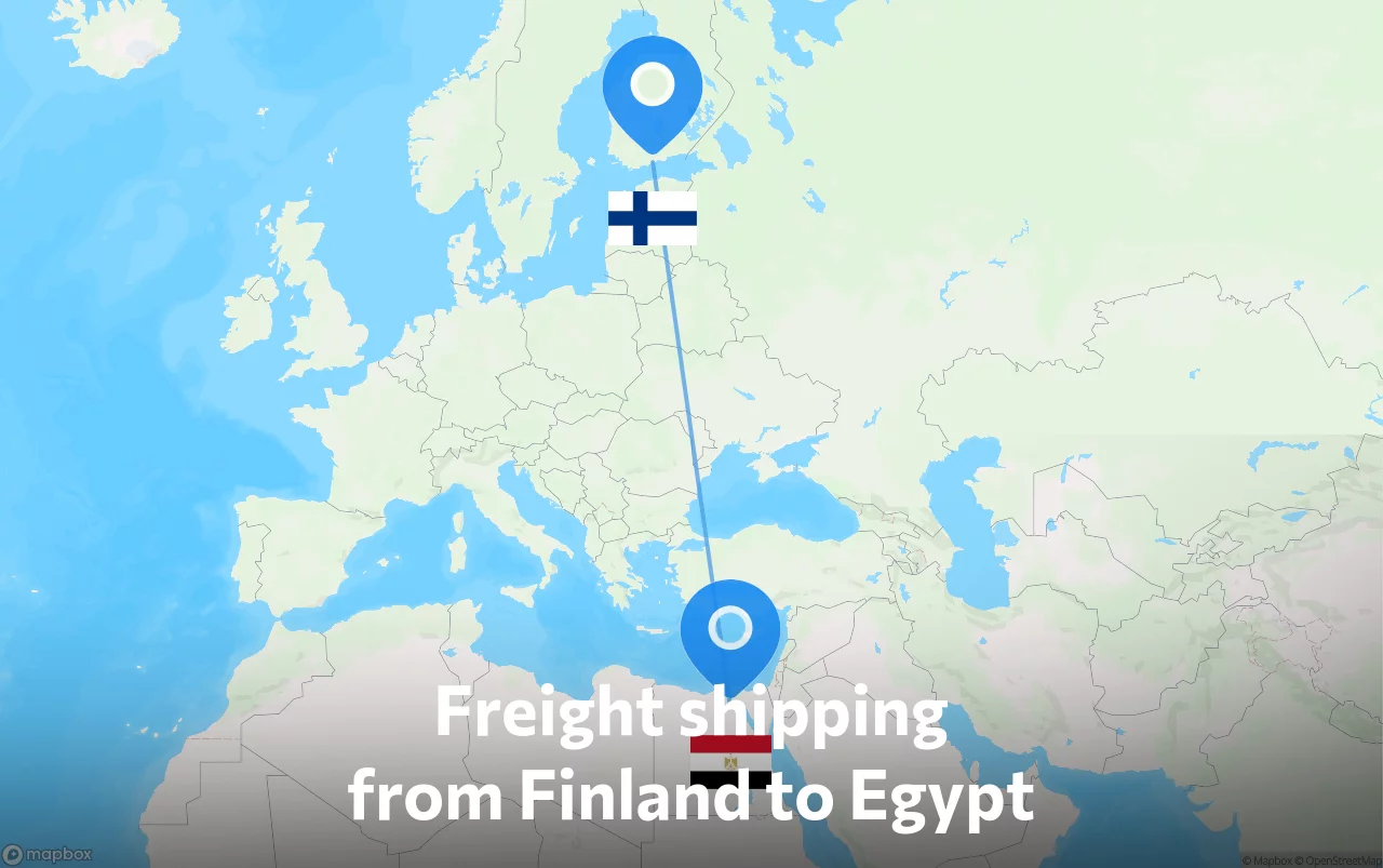 Shipping route from Finland to Egypt