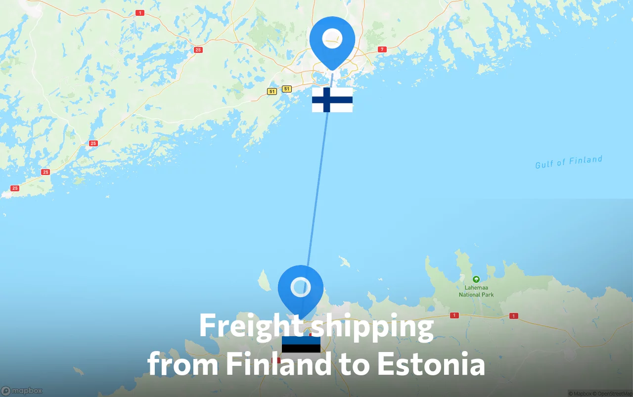 Shipping route from Finland to Estonia