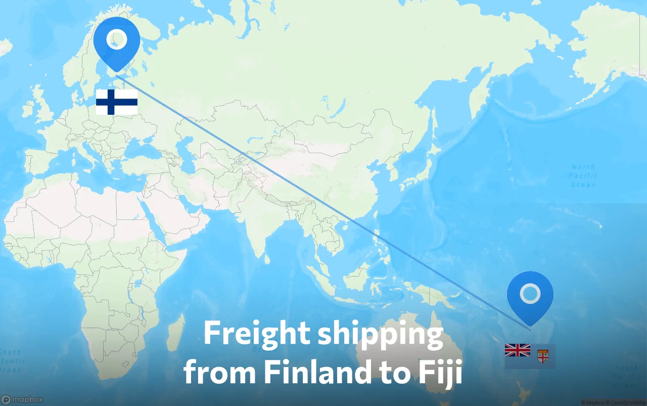 Shipping route from Finland to Fiji