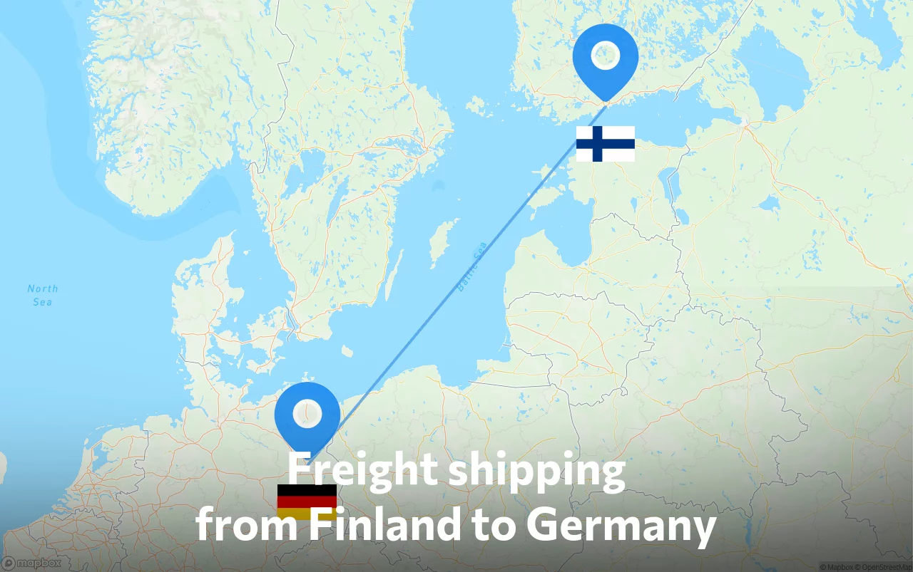 Shipping route from Finland to Germany