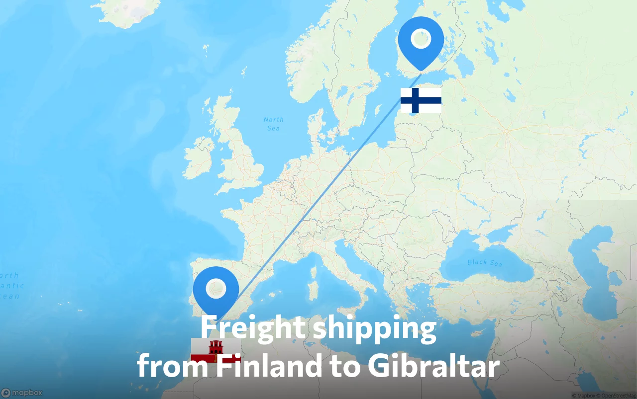 Shipping route from Finland to Gibraltar