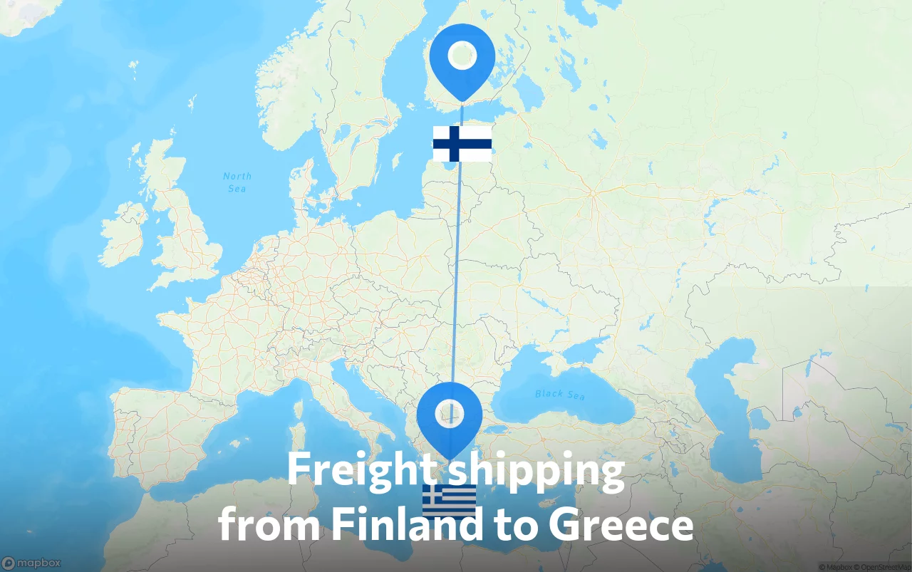 Shipping route from Finland to Greece