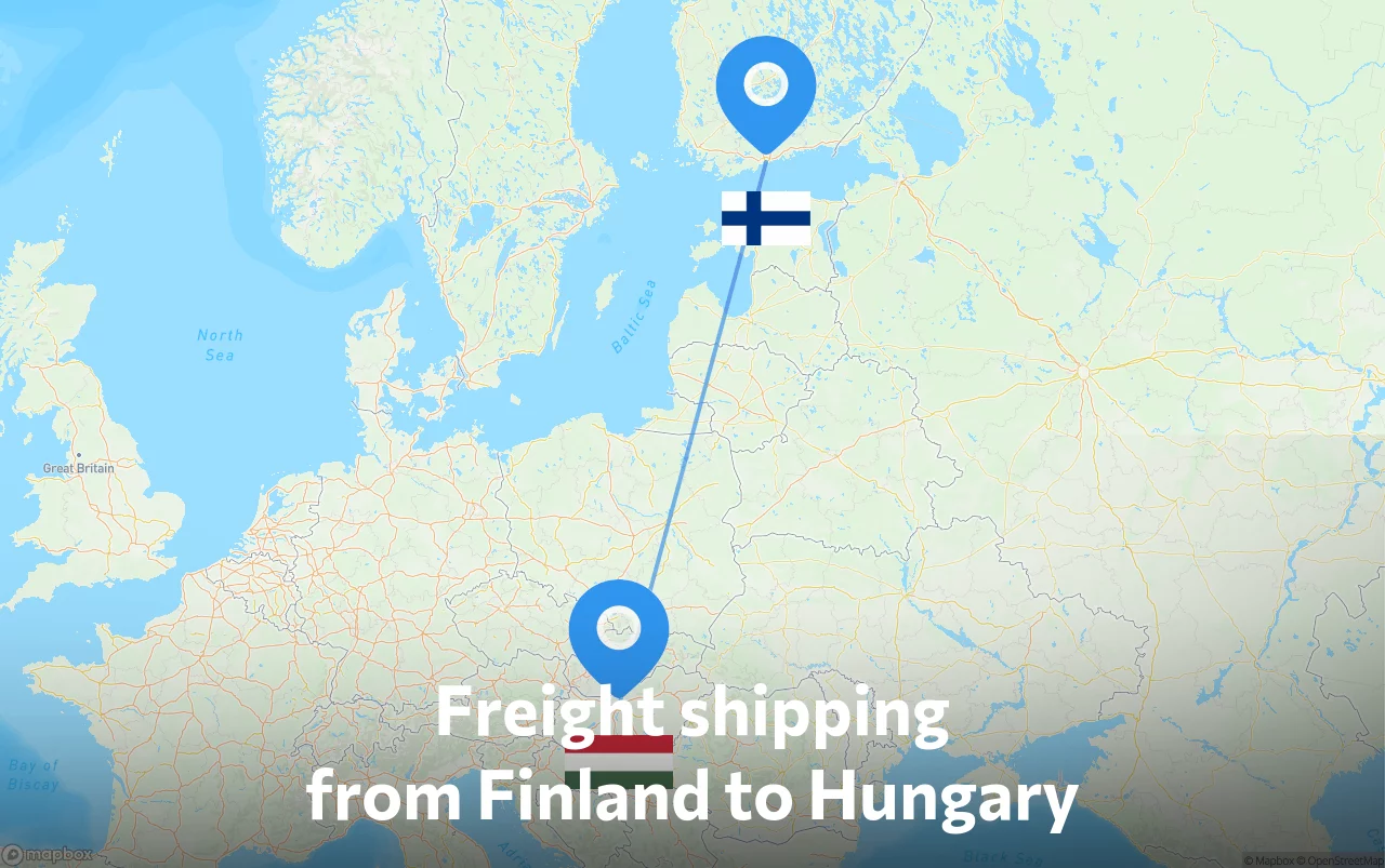 Shipping route from Finland to Hungary
