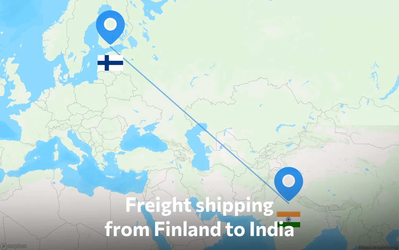Shipping route from Finland to India