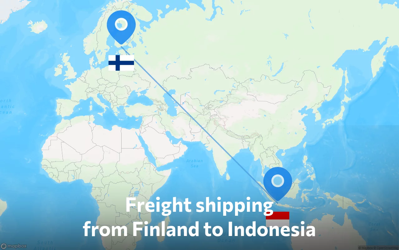 Shipping route from Finland to Indonesia