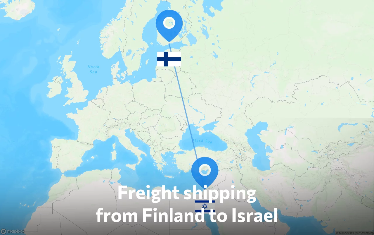 Shipping route from Finland to Israel