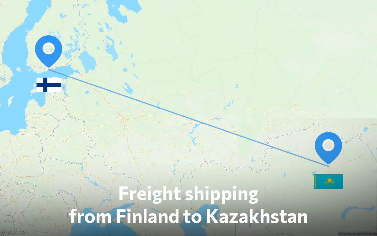 Shipping route from Finland to Kazakhstan