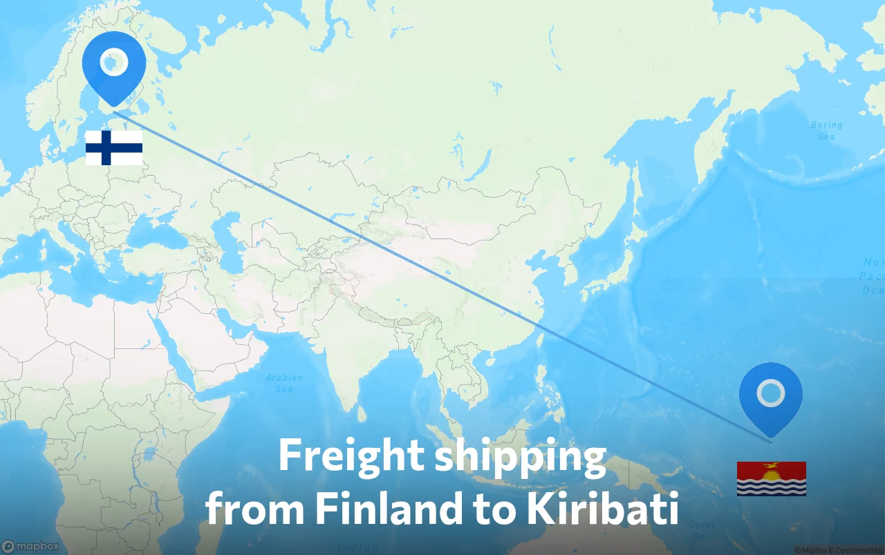 Shipping route from Finland to Kiribati