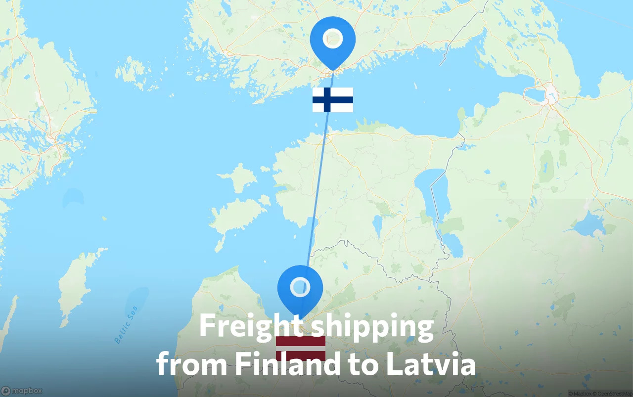 Shipping route from Finland to Latvia