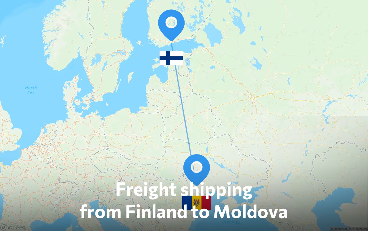 Shipping route from Finland to Moldova