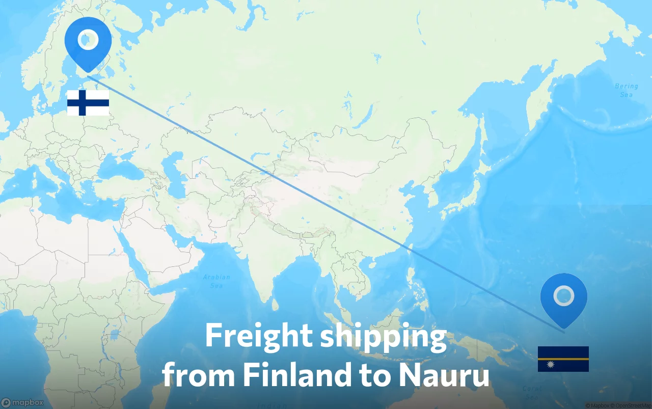Shipping route from Finland to Nauru